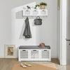 SoBuy FSR23-W Banco Zapatero con acolchados cojines y 3 cubos Blanco