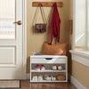 SoBuy FSR25-W Banco zapatero con asiento de PU Blanco