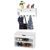 SoBuy FSR25-W+FRG178-W Set de 1 Banco Zapatero y 1 Perchero Blanco
