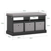 SoBuy FSR67-SCH Banco de Almacenamiento con 3 Cajones y 2 Estantes 95 x 35 x 49 cm