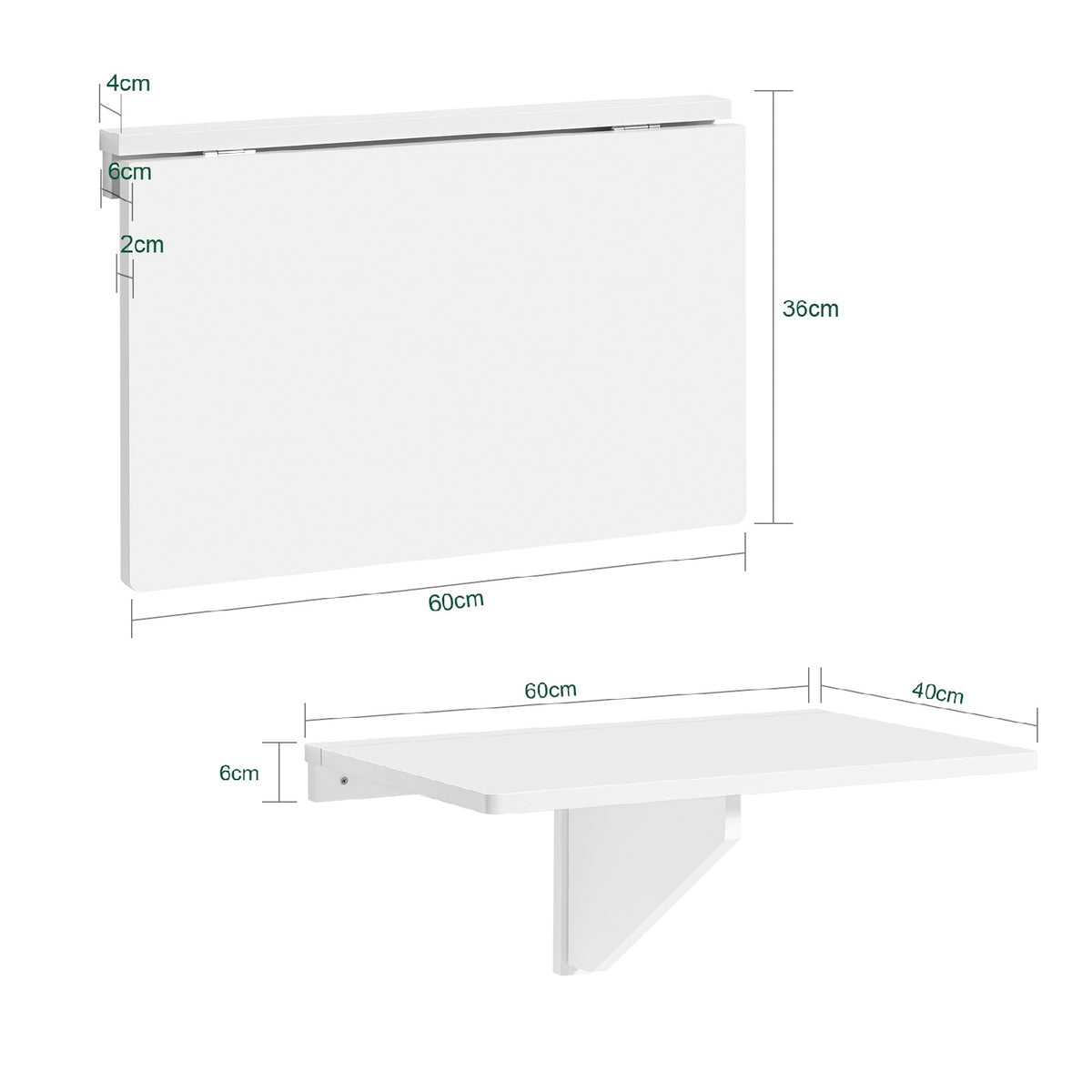Mesa Plegable de Pared con Estante Integrado, B90 x H36 x T60cm Color  Blanco FWT07-W SoBuy ES