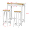 SoBuy FWT50-WN Mueble de bar 2 Taburetes y 1 Mesa Blanco/Natural