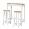 SoBuy FWT50-WN Mueble de bar 2 Taburetes y 1 Mesa Blanco/Natural
