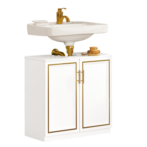 SoBuy BZR86-W Mueble para Debajo del Lavabo 2 Puertas 60 x 30 x 61 cm