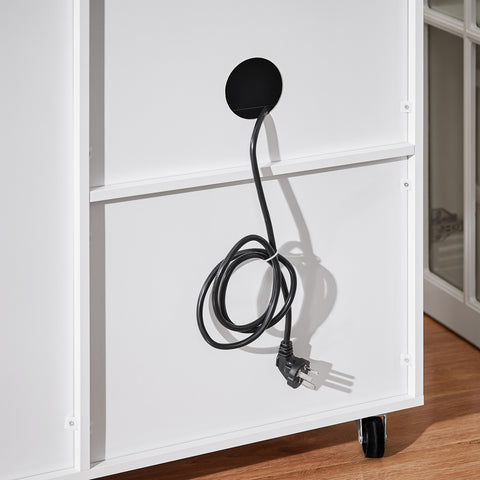SoBuy ASK09-W Soporte para Impresora con Ruedas con 2 cajones 1 Puerta de Vidrio 75 x 40 x 76 cm