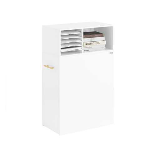 SoBuy ASK12-W Armario de Oficina con Estantes y 1 carro extraible Mueble en 2 partes