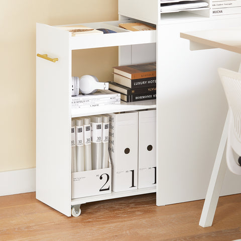 SoBuy ASK12-W Armario de Oficina con Estantes y 1 carro extraible Mueble en 2 partes