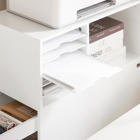 SoBuy ASK12-W Armario de Oficina con Estantes y 1 carro extraible Mueble en 2 partes