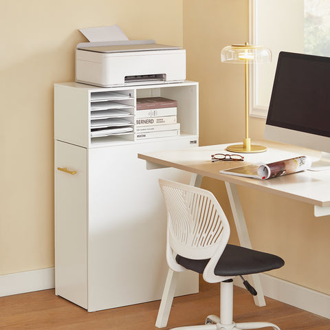 SoBuy ASK12-W Armario de Oficina con Estantes y 1 carro extraible Mueble en 2 partes