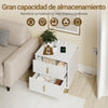 SoBuy FBT115-E-W Mesita de Noche con función de Carga con 2 Enchufes Blanco