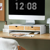 Pré-venda-SoBuy BBF02-WN Suporte para monitor com 2 gavetas Branco e Natural