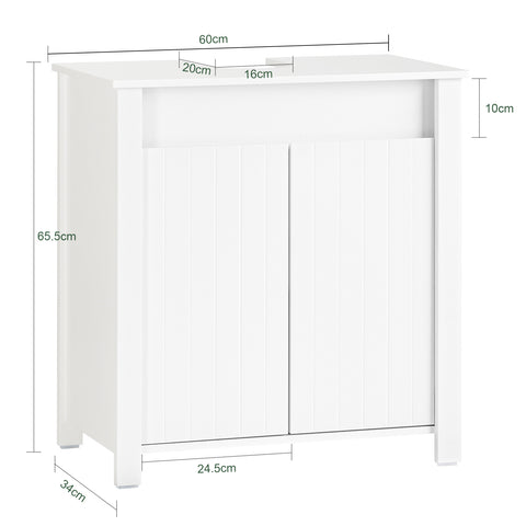 SoBuy BZR101-W Mueble para Debajo del Lavabo 2 Puertas 60 x 34 x 65,5 cm