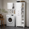 Pré-venda-SoBuy BZR104-W Armário de banheiro alto com prateleiras e cesto para roupas sujas