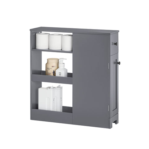 SoBuy BZR106-DG Estantería Estrecha para Baño con 1 Puerta 1 Cajón y 3 Estantes Gris