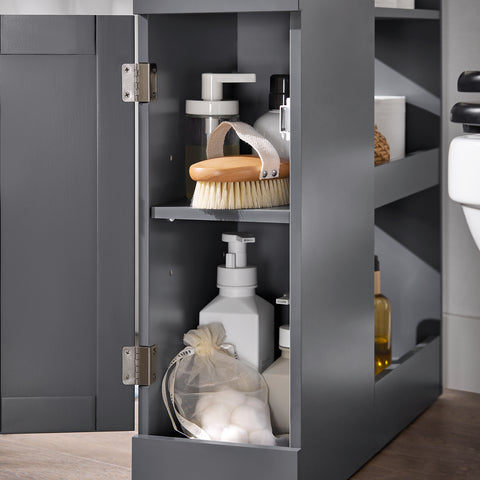 SoBuy BZR106-DG Estantería Estrecha para Baño con 1 Puerta 1 Cajón y 3 Estantes Gris