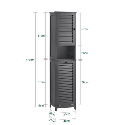 SoBuy BZR124-DG Mueble Columna de Baño con 1 Cesto para Ropa Sucia