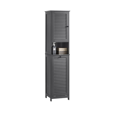 SoBuy BZR124-DG Mueble Columna de Baño con 1 Cesto para Ropa Sucia