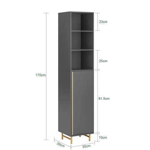 Móveis altos de coluna para armário de banheiro SoBuy BZR130-HG com 1 porta e 3 prateleiras