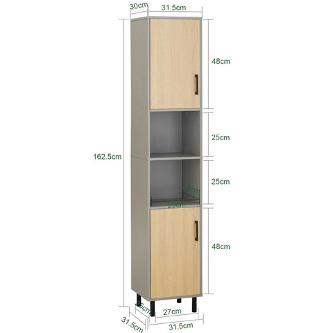 Móveis altos de coluna para armário de banheiro SoBuy BZR131-NG com 2 portas