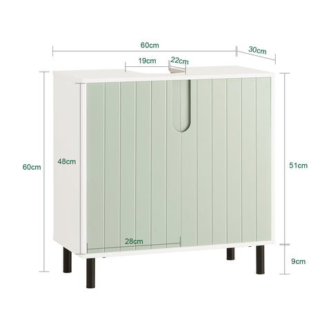 Preventa-SoBuy BZR139-GR Mueble para Debajo del Lavabo Fregadero 60 x 30 x 60 cm Verde y Blanco