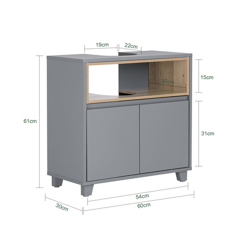 SoBuy BZR148-DG Mueble para Debajo del Lavabo con 2 Puertas y 1 Estante