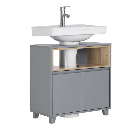 SoBuy BZR148-DG Mueble para Debajo del Lavabo con 2 Puertas y 1 Estante