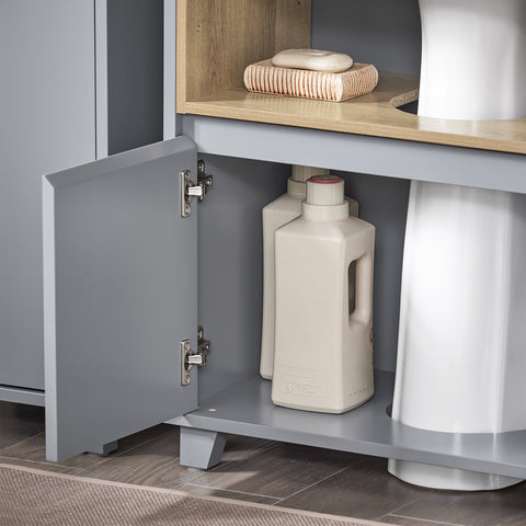 SoBuy BZR148-DG Mueble para Debajo del Lavabo con 2 Puertas y 1 Estante