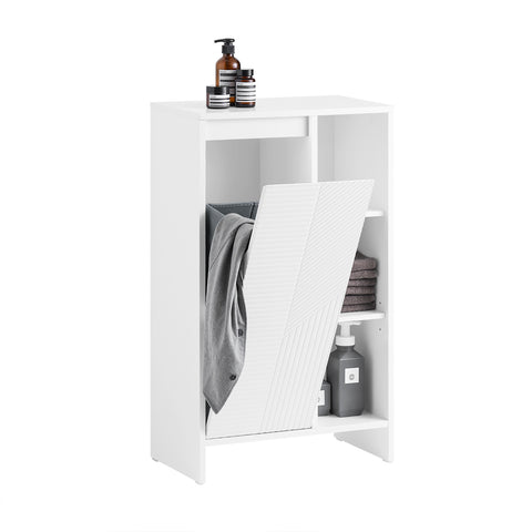 SoBuy BZR156-W Armario para Baño con 1 Cesto y 3 Compartimentos Abiertos 50 x 30 x 86 cm Blanco