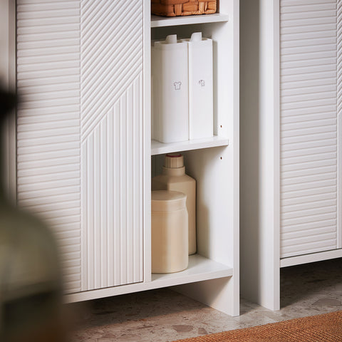 SoBuy BZR156-W Armario para Baño con 1 Cesto y 3 Compartimentos Abiertos 50 x 30 x 86 cm Blanco