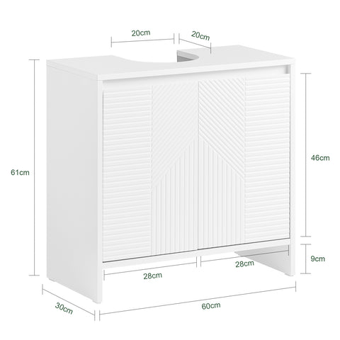 Preventa-SoBuy BZR157-W Mueble para Debajo del Lavabo con 2 Puertas Blanco