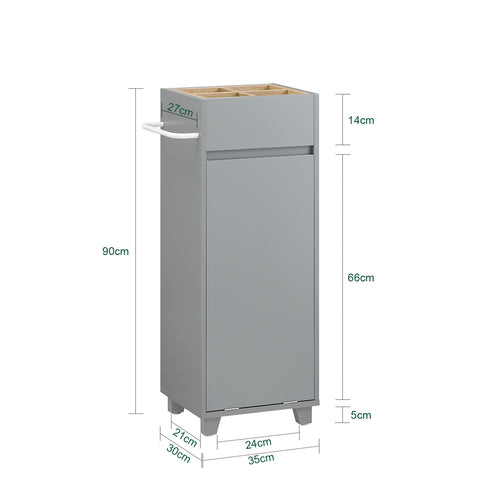 SoBuy BZR159-DG Armario auxiliar de Baño con 1 Compartimento y 1 Cesto Gris