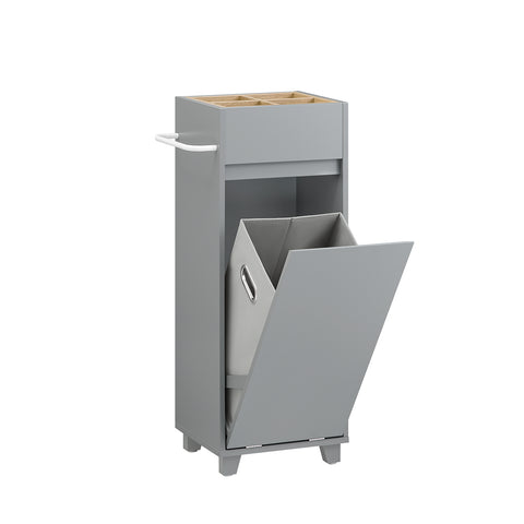 SoBuy BZR159-DG Armario auxiliar de Baño con 1 Compartimento y 1 Cesto Gris