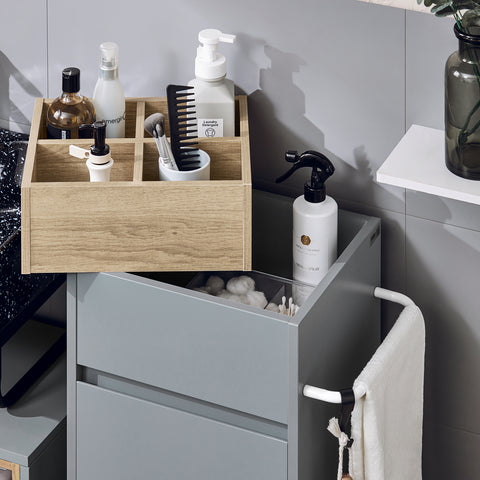 SoBuy BZR159-DG Armario auxiliar de Baño con 1 Compartimento y 1 Cesto Gris