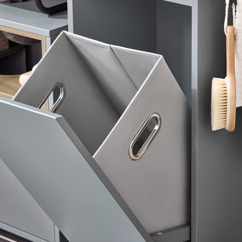 SoBuy BZR159-DG Armario auxiliar de Baño con 1 Compartimento y 1 Cesto Gris