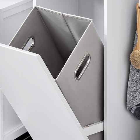 SoBuy BZR159-W Armario Auxiliar con 1 cesto Estanterías de Baño Blanco