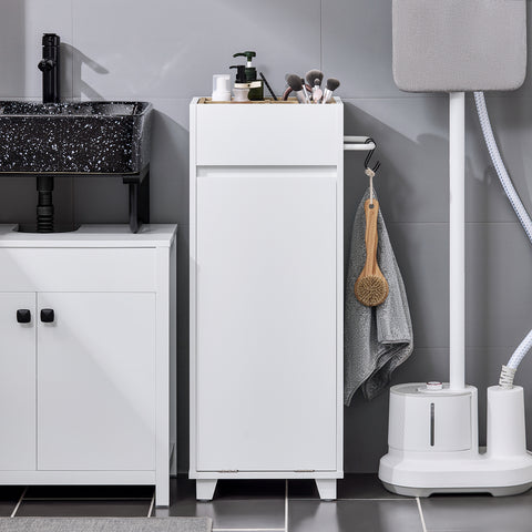 SoBuy BZR159-W Armario Auxiliar con 1 cesto Estanterías de Baño Blanco