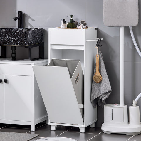 SoBuy BZR159-W Armario Auxiliar con 1 cesto Estanterías de Baño Blanco