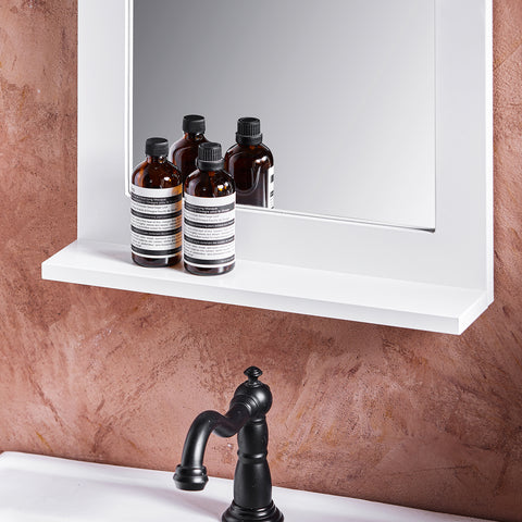 SoBuy BZR162-W Espejo de Pared de Baño con 1 Estante