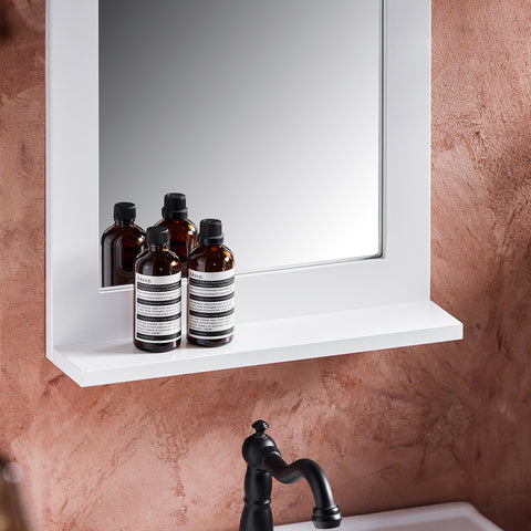 SoBuy BZR162-W Espejo de Pared de Baño con 1 Estante
