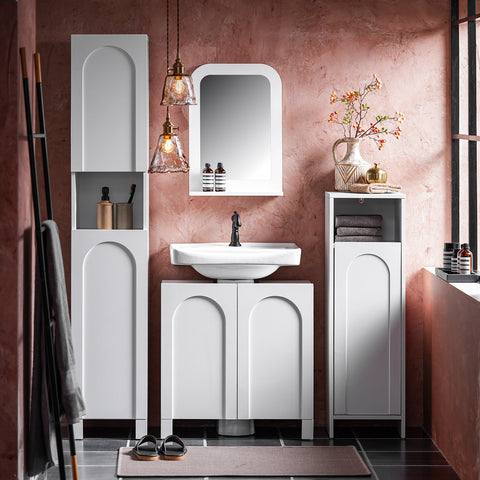 SoBuy BZR162-W Espejo de Pared de Baño con 1 Estante