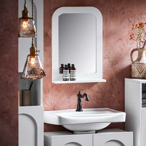 SoBuy BZR162-W Espejo de Pared de Baño con 1 Estante