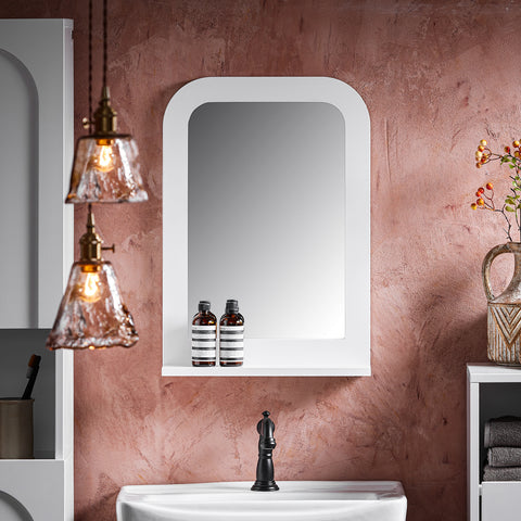 SoBuy BZR162-W Espejo de Pared de Baño con 1 Estante