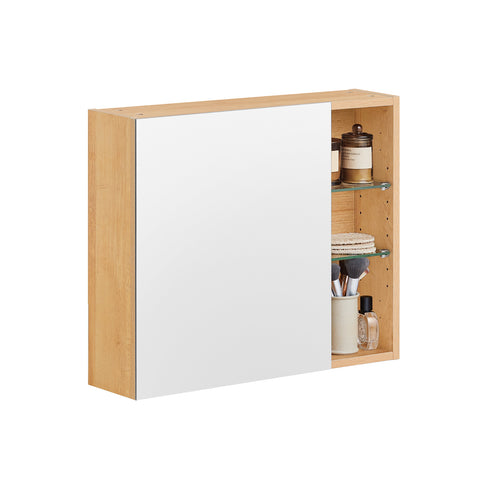 SoBuy BZR173-N Armario de Pared con Espejo con 1 Puerta 3 Estantes 60 x 15 x 50cm