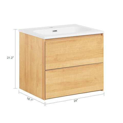 SoBuy BZR174-N Armario con Lavabo Armario Colgante con 2 Cajones y 1 Lavabo 61 x 46 x 54 cm