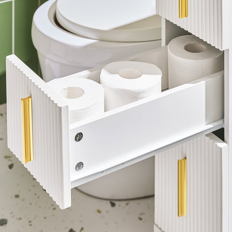 SoBuy BZR183-W Mueble de baño Portarrollos de Papel higiénico con Ruedas