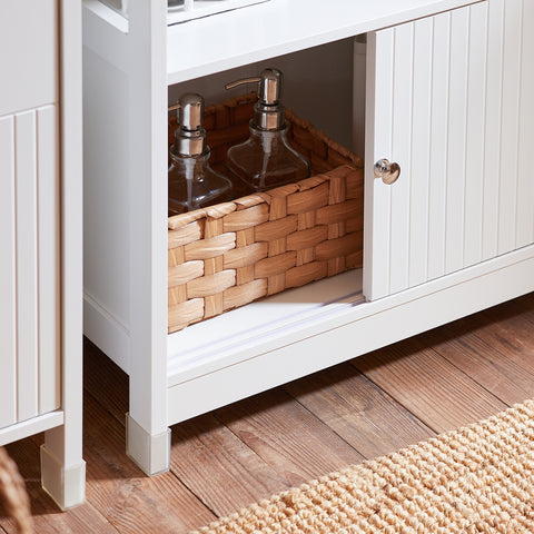 SoBuy BZR185-W Mueble para Debajo del Lavabo con 2 Puertas y 1 Estante Abierto Blanco
