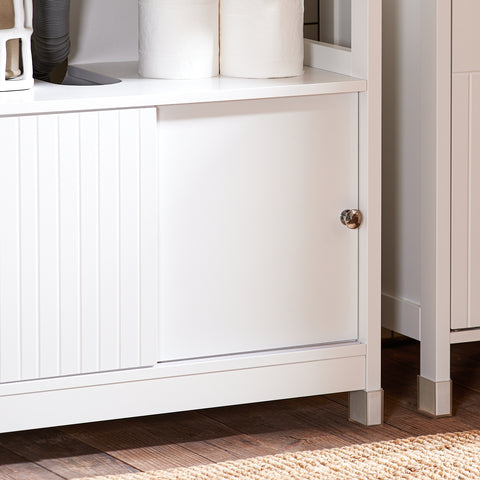 SoBuy BZR185-W Mueble para Debajo del Lavabo con 2 Puertas y 1 Estante Abierto Blanco