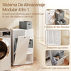 SoBuy BZR218-W Armario Baño Estrecho con 2 Cajones de Cesta Tela Blanco