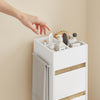 SoBuy BZR225-WN Mueble Auxiliar Estrecho con Ruedas Armario de Baño con Cajón y Puerta Blanco