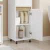 SoBuy BZR225-WN Mueble Auxiliar Estrecho con Ruedas Armario de Baño con Cajón y Puerta Blanco